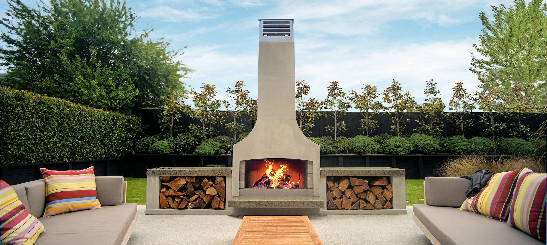 Flare Fires Executive fire with two chimneys and spark reducer